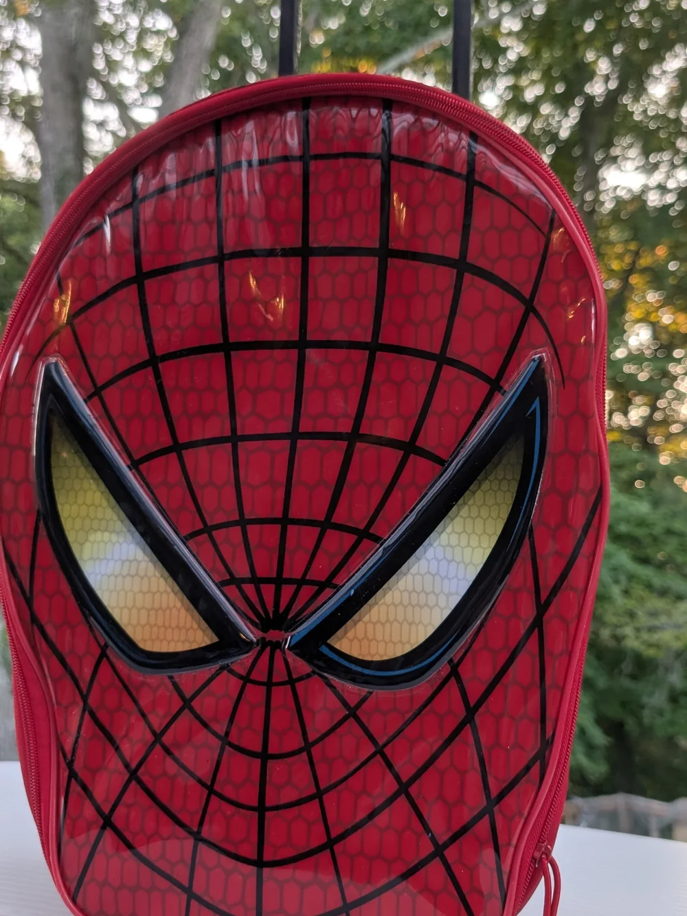 Disney Red Spider-Man Kids Roling Bag with Yellow Eye Accents